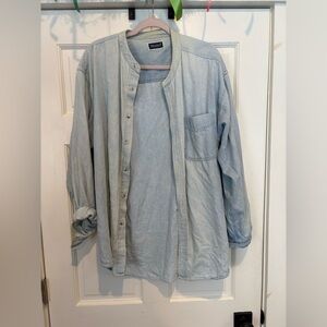 Vintage Nuovo Denim Collarless Button Down